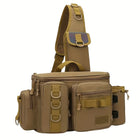 Fishing Backpack Tackle Sling Bag with Rod Holder, Durable Nylon