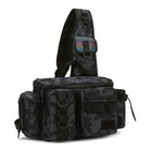 Fishing Backpack Tackle Sling Bag with Rod Holder, Durable Nylon
