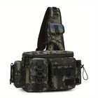 Fishing Backpack Tackle Sling Bag with Rod Holder, Durable Nylon