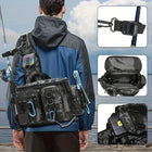 Fishing Backpack Tackle Sling Bag with Rod Holder, Durable Nylon
