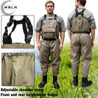 Fishing Waders with Boots, Nylon Chest Wader 170T, 15000mm Waterproof, Adjustable Straps, Large Pocket, All-Season Fishing Gear