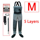 Waterproof Fishing Waders 5 or 3 Layers Men Women Hunting Fishing Wading Pants with Neoprene Socks Waist Chest Fishing Clothes