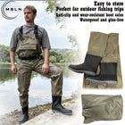 Fishing Waders with Boots, Nylon Chest Wader 170T, 15000mm Waterproof, Adjustable Straps, Large Pocket, All-Season Fishing Gear