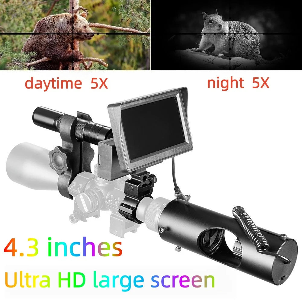 3 million pixel night vision rifle sight 4.3-inch high-definition large screen monocular telescope for shooting and hunting