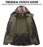 Men's Silent Camouflage Hunting Jacket Soft Shell Outdoor Hiking Fishing Hooded Coat Waterproof Fleece Tactical Jackets