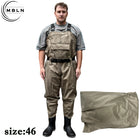 Fishing Waders with Boots, Nylon Chest Wader 170T, 15000mm Waterproof, Adjustable Straps, Large Pocket, All-Season Fishing Gear