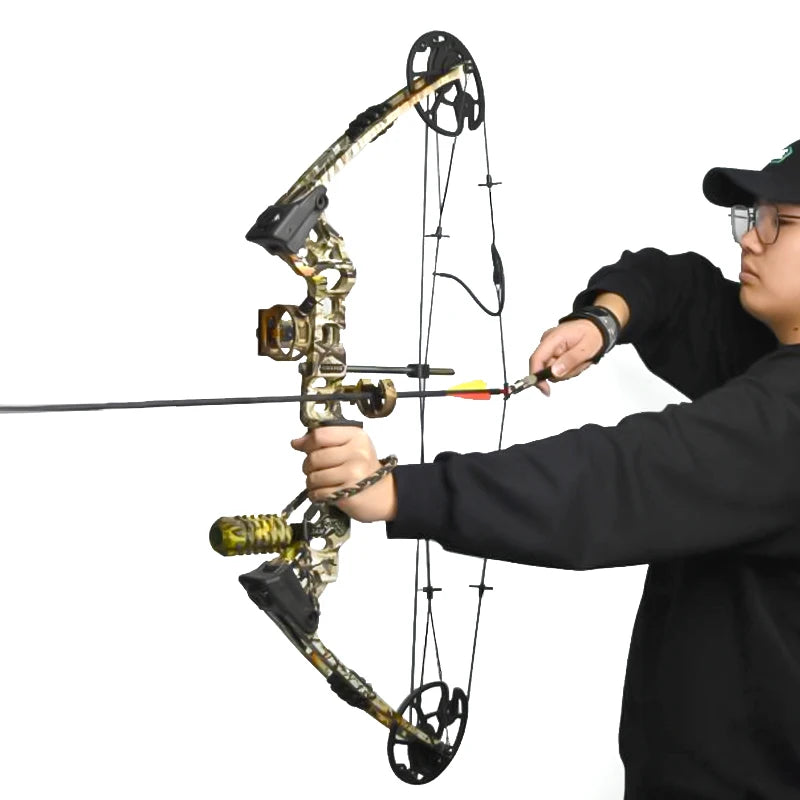 Outdoor Archery Hunting Shooting 20-70 lb Right Hand Black/Camouflage Compound Bow Set Aluminum Alloy with Bow Accessories