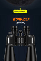 BORWOLF 20-60X70 Binoculars High Magnification  Long Range Zoom 60 Times  Hunting   Astronomical Telescope HD Professiona  Zoom