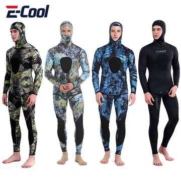 3mm Camouflage Neoprene Wetsuit for Men – Hooded Diving Suit