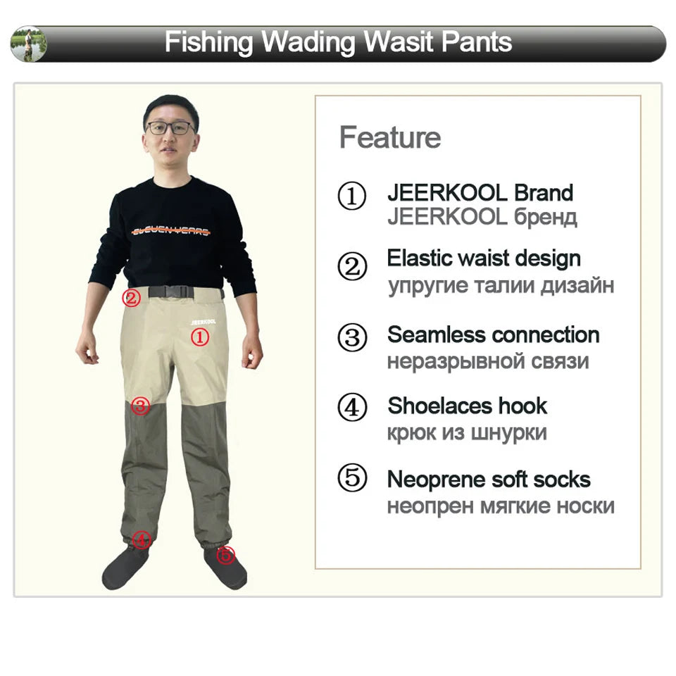 Fly Fishing Waders Fish Wading Pants Original JEERKOOL 3 Layers  Overalls Waterproof Clothes Soft Waders Breathable Boot