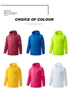 JNLN Men Women Hiking Jackets Waterproof Sun Protective Windbreaker Unisex Camping Climbing Outdoor Rain Coat Portable Clothes