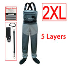 Waterproof Fishing Waders 5 or 3 Layers Men Women Hunting Fishing Wading Pants with Neoprene Socks Waist Chest Fishing Clothes