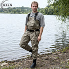 Fishing Waders with Boots, Nylon Chest Wader 170T, 15000mm Waterproof, Adjustable Straps, Large Pocket, All-Season Fishing Gear