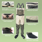 Waterproof Fishing Waders 5 or 3 Layers Men Women Hunting Fishing Wading Pants with Neoprene Socks Waist Chest Fishing Clothes