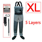 Waterproof Fishing Waders 5 or 3 Layers Men Women Hunting Fishing Wading Pants with Neoprene Socks Waist Chest Fishing Clothes